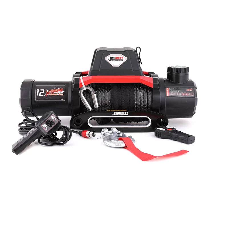 WINCH ELECTRICO DE DOBLE VELOCIDAD 12,000LB SOGA SINTETICA