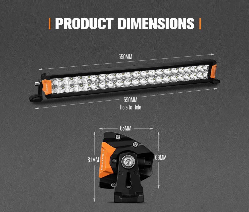 LIGHTFOX Rigel Series 20inch Osram LED Light Bar 1Lux @ 509m 15,096 Lumens