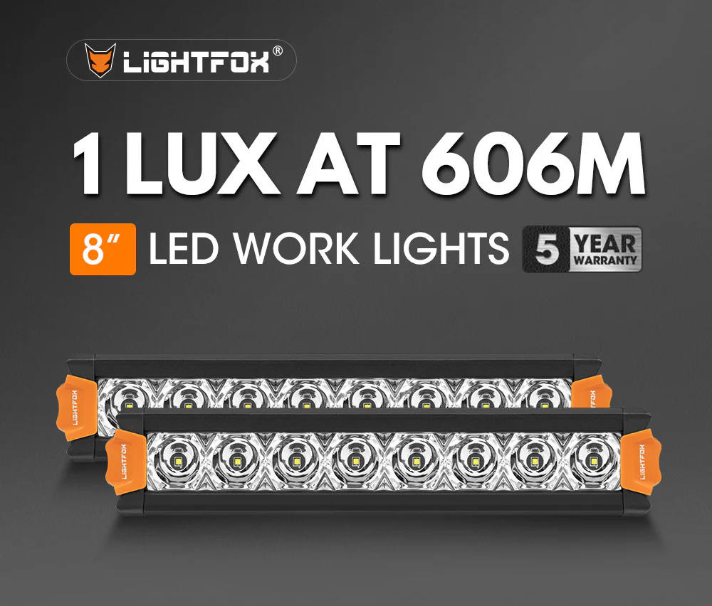 LIGHTFOX Vega Series Pair 8inch Osram LED Light Bar 1Lux @ 606m 8,856 Lumens