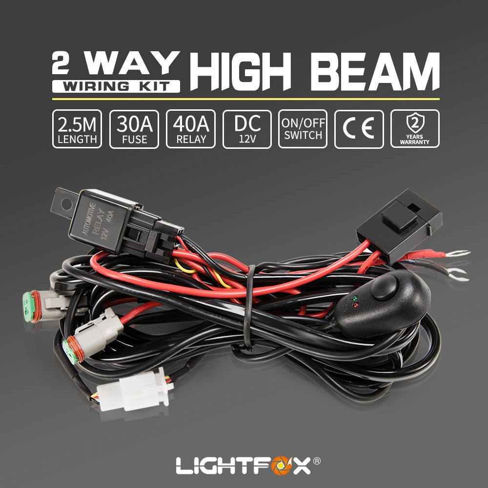 LIGHTFOX 2 Way High Beam Wiring Loom Harness