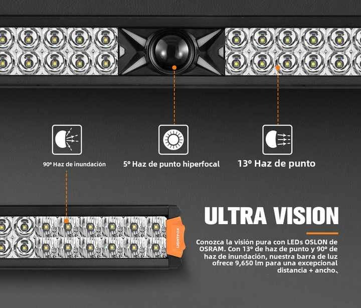 LIGHTFOX Rigel Series 42Inch 228W Led Light Bar Double Row Osram Led Laser 1 Lux @ 1285M 9,650 Lumens