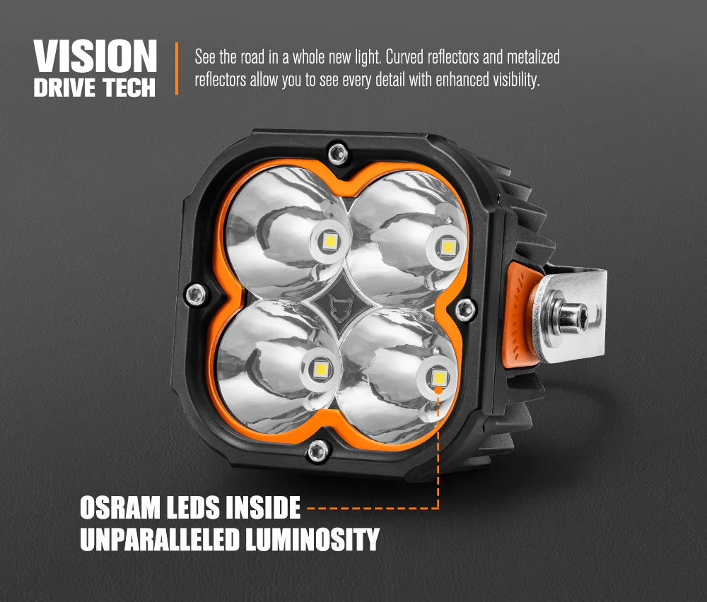 LIGHTFOX Cygnus Series Pair 5inch Osram LED Pod Lights 1Lux@396m 7,053Lumens