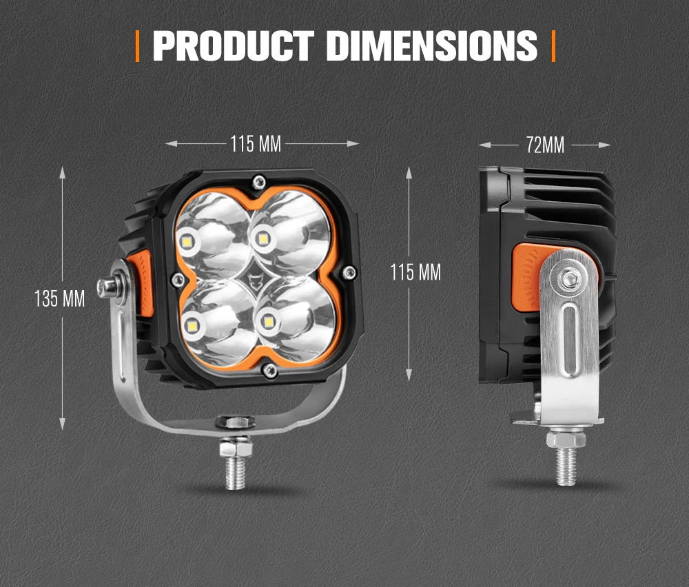LIGHTFOX Cygnus Series Pair 5inch Osram LED Pod Lights 1Lux@396m 7,053Lumens