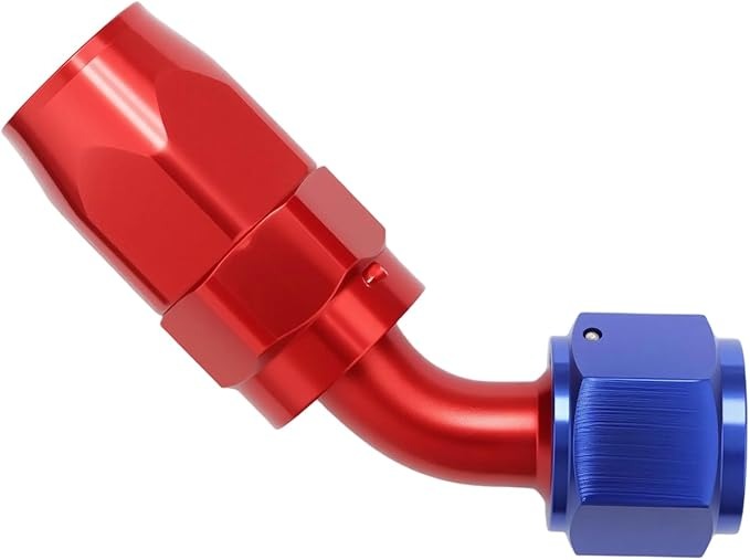 10AN 45 grados codo manguera extremo montaje giratorio aluminio azul/rojo