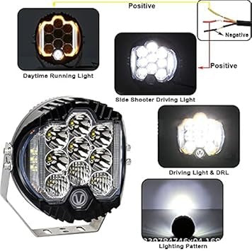 OVOVS 7 Inch 90W CLEAR LENS LED Work Light Bar Side Shooter IP67 Waterproof