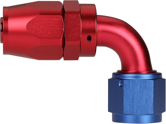 10AN 90 grados codo manguera extremo montaje giratorio aluminio azul/rojo