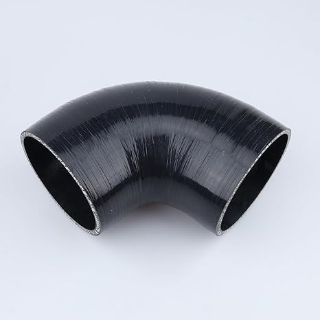 Acoplador de codo de 90 grados de 4 pulgadas (4.016 in), manguera de silicona pura universal automotriz/tubería de admisión, longitud de la pierna 3.5 pulgadas (3.543 in), grosor de pared 0.2 pulgadas (0.197 in), negro
