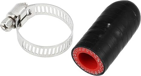 Tapa de silicona reforzada de silicona para tubo de derivación universal 1 unids 1.181 in Longitud Negro Rojo (VER TAMAÑOS DISPONIBLES)
