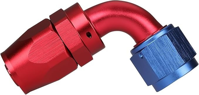 10AN 90 grados codo manguera extremo montaje giratorio aluminio azul/rojo