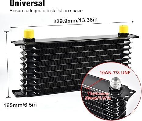 Kit de enfriador de aceite, enfriador de motor de transmisión 10AN radiador japonés universal de aluminio negro(ver tamaños disponibles)
