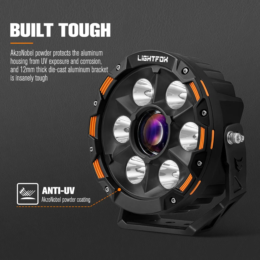 LIGHTFOX Pair 7inch Osram Laser LED Driving Lights 1Lux @ 2,226m 11,285Lumens