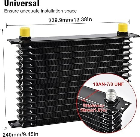 Kit de enfriador de aceite, enfriador de motor de transmisión 10AN radiador japonés universal de aluminio negro(ver tamaños disponibles)