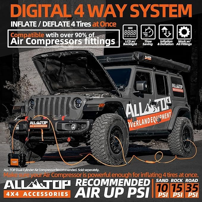 ALL-TOP 4 Way Tire Inflation & Deflation System/ Sistema de inflado y desinflado de 4 neumáticos