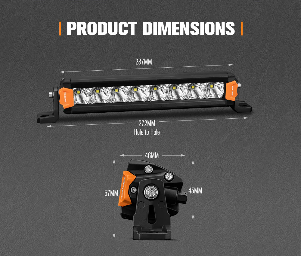 LIGHTFOX Vega Series Pair 8inch Osram LED Light Bar 1Lux @ 606m 8,856 Lumens