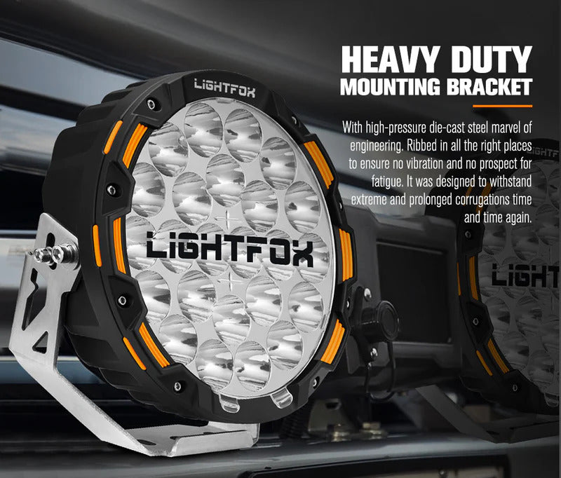 LIGHTFOX Iconic Series Pair 9inch Osram LED Driving Light 1Lux @1,150m 20,200Lumens