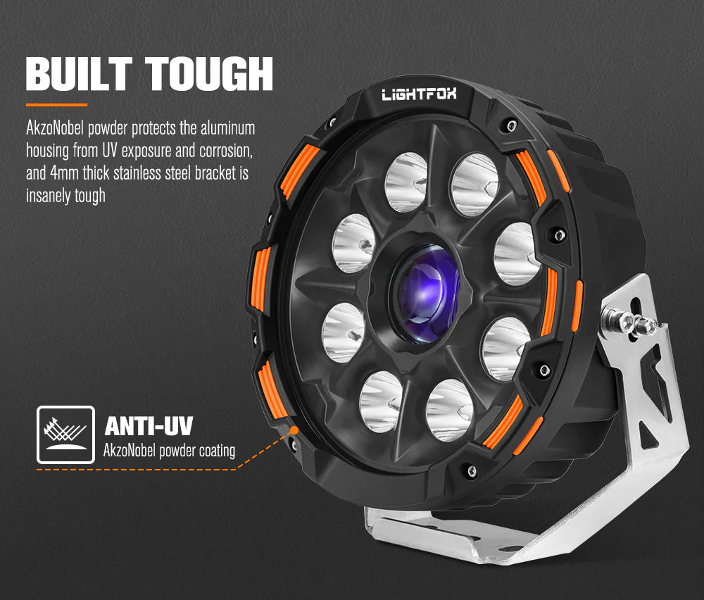 Lightfox Pair 9inch Osram Laser LED Driving Lights 1Lux @ 2,226m 15,046Lumens