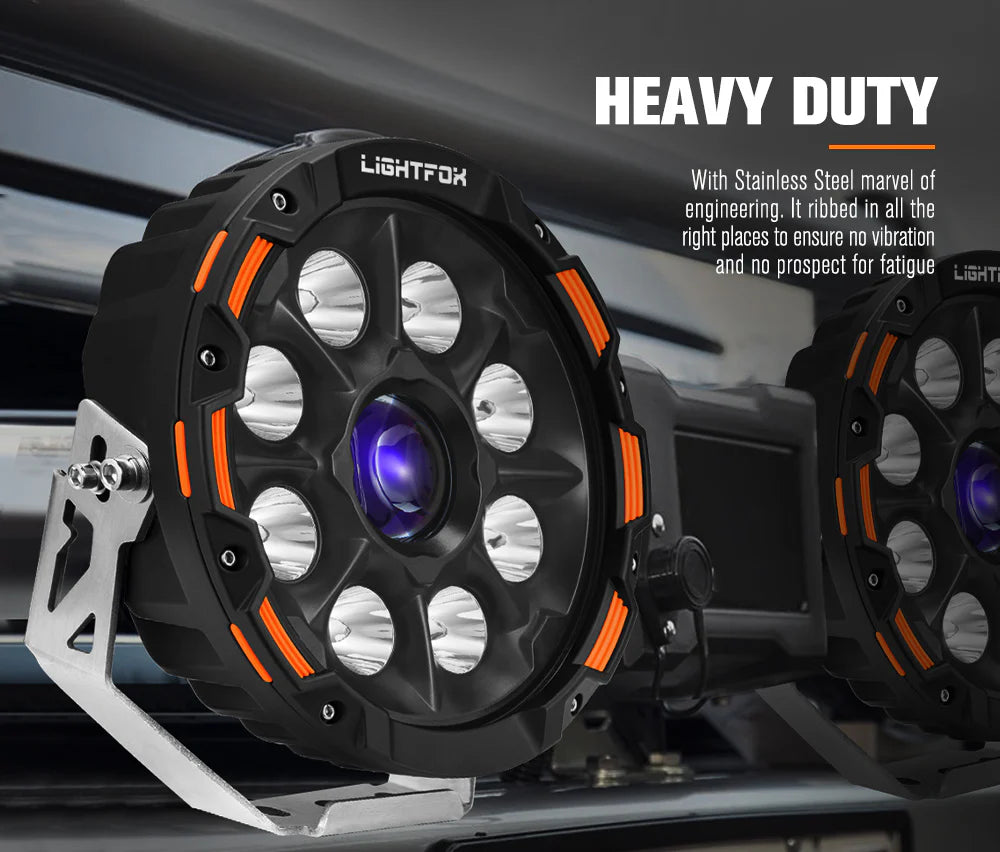 Lightfox Pair 9inch Osram Laser LED Driving Lights 1Lux @ 2,226m 15,046Lumens