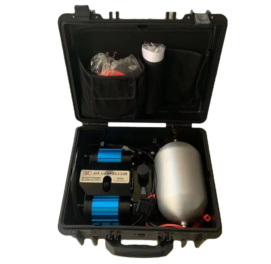 COMPRESOR CON TANQUE Y CAJA DOBLE PISTON HF4X4