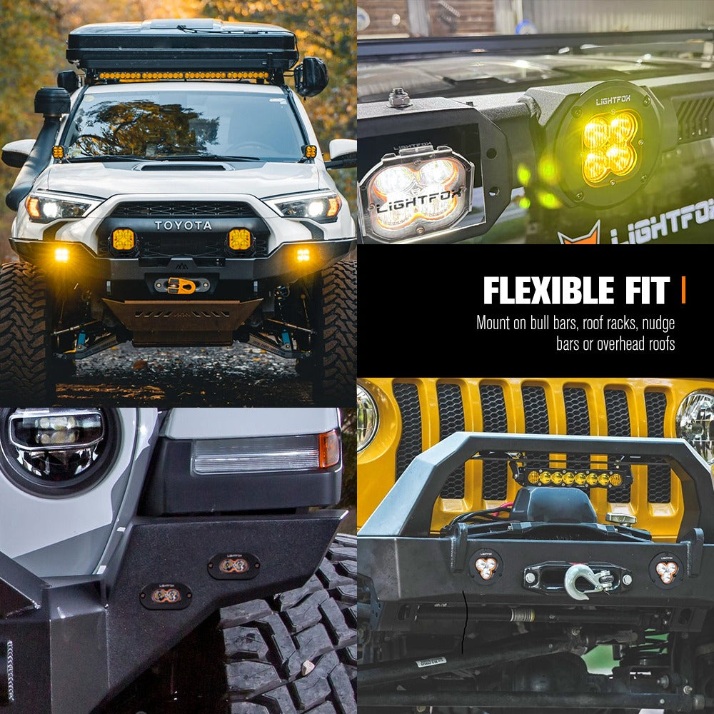 LIGHTFOX luz LED Pod Empotrable de 3 pulgadas, luz LED de trabajo de alto brillo IP68, luz todoterreno impermeable para camiones, SUV, ATVs (1 par)