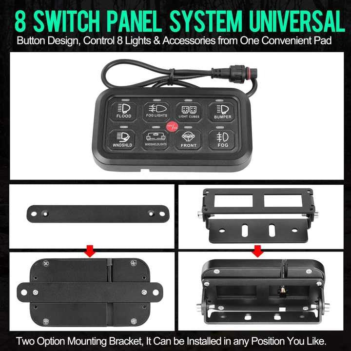 8 Gang Switch Panel Universal Circuit Control Relay System Box with Automatic Dimmable On-Off LED Switch Pod Touch Switch Box