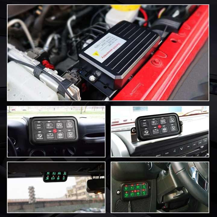 8 Gang Switch Panel Universal Circuit Control Relay System Box with Automatic Dimmable On-Off LED Switch Pod Touch Switch Box