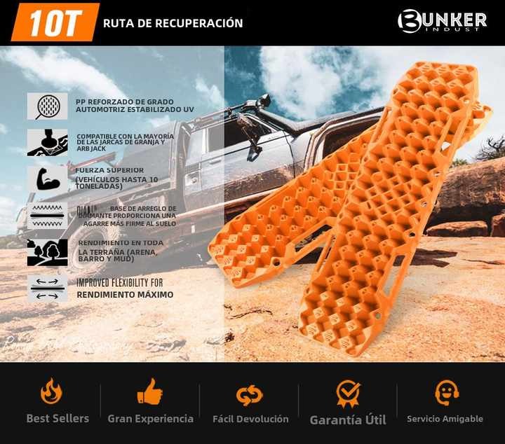 BUNKER INDUST SAND SNOW MUD TRAX 4WD 10T RECOVERY TRACKS ORANGE (1PAR)