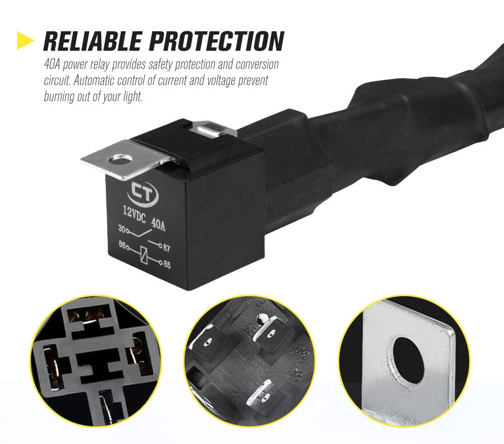 LIGHTFOX 2 Way Dual Connector Plug & Play Smart Harness High Beam Driving Wiring kit