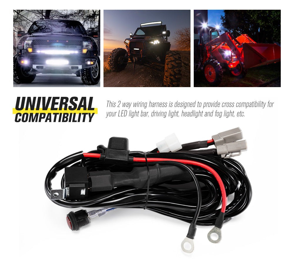 LIGHTFOX 2 Way Dual Connector Plug & Play Smart Harness High Beam Driving Wiring kit