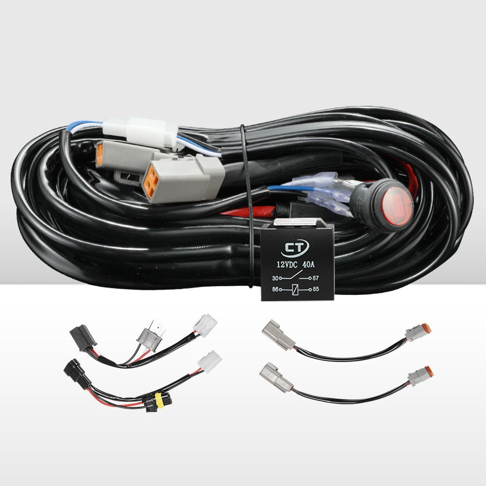 LIGHTFOX 2 Way Dual Connector Plug & Play Smart Harness High Beam Driving Wiring kit