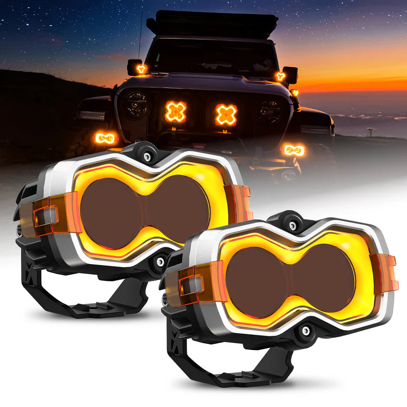 NOVSIGHT HALO Series 4.5" LED Pod SPOT BEAM Lights with DRL 35W Twin Light Kit System Pair