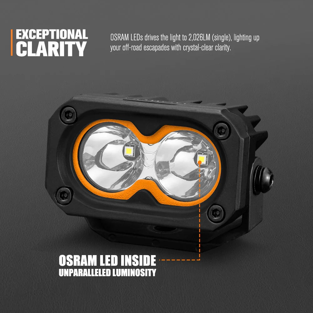 LIGHTFOX Pair 3inch Cygnus-2 Osram LED Pod Lights 1Lux@280m 2,026LM