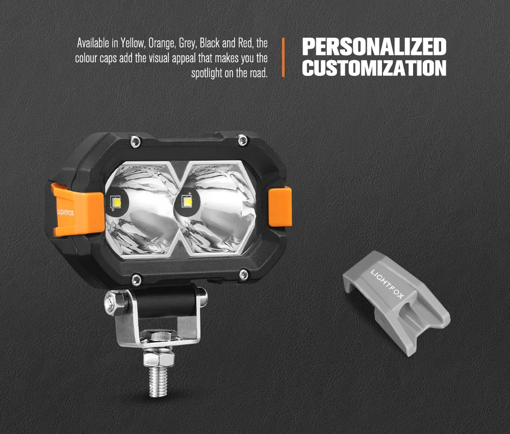 LIGHTFOX Pair 4inch Osram LED Work Lights 1Lux @ 393m 4,600Lumens
