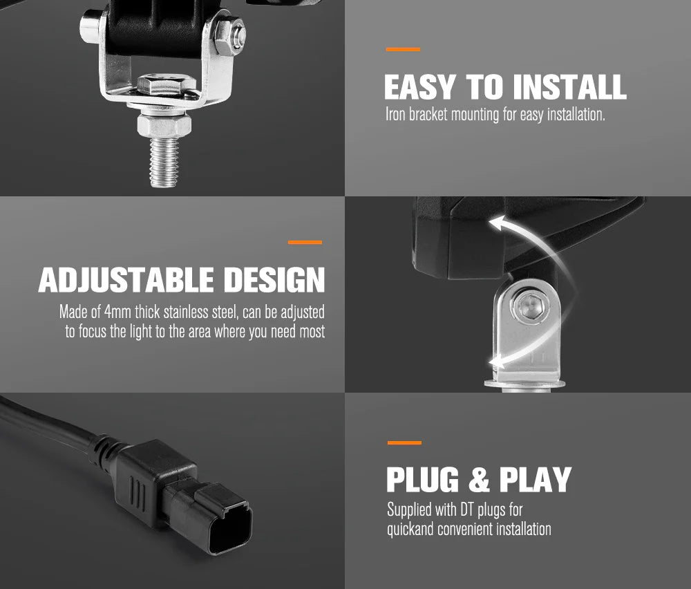 LIGHTFOX Pair 4inch Osram LED Work Lights 1Lux @ 393m 4,600Lumens