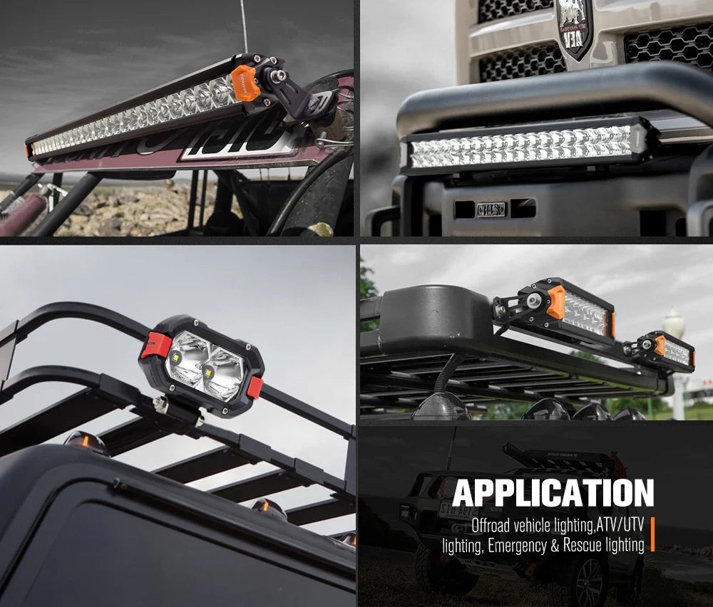 LIGHTFOX Pair 4inch Osram LED Work Lights 1Lux @ 393m 4,600Lumens