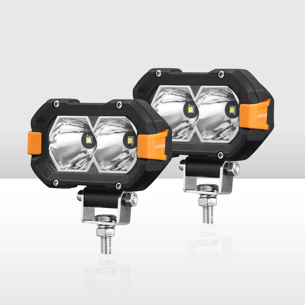 LIGHTFOX Pair 4inch Osram LED Work Lights 1Lux @ 393m 4,600Lumens