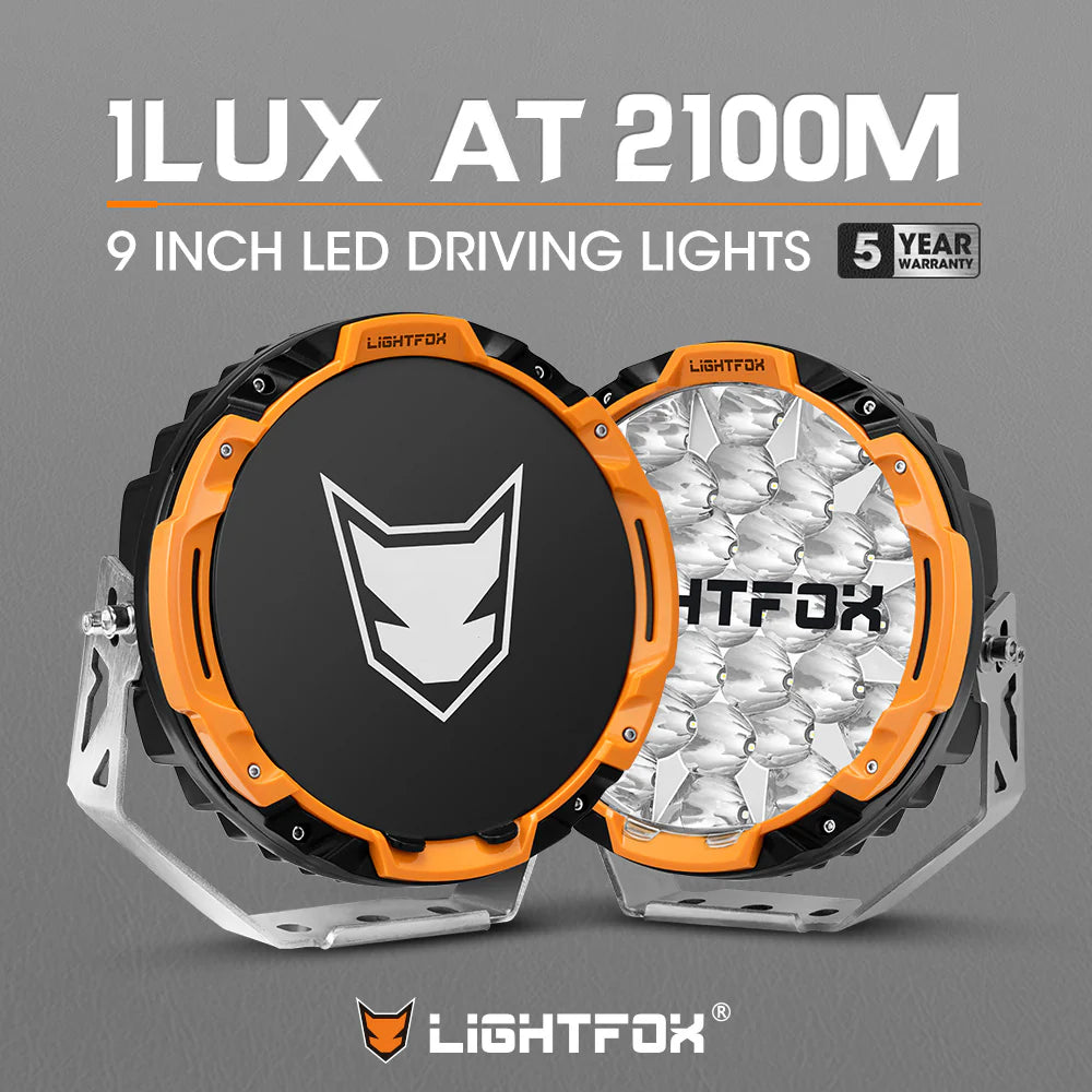 Lightfox 9 inch Osram LED Driving Lights Round Black Spotlight DRL Offroad Truck 4x4