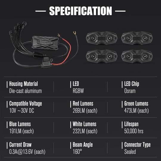 LIGHTFOX RGB WATERPROOF LED Rock Lights