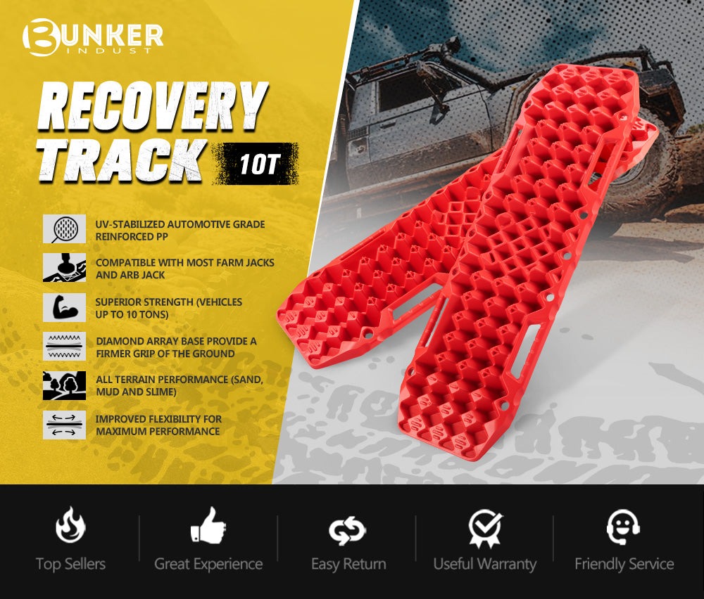 BUNKER INDUST SAND SNOW MUD TRAX 4WD 10T RECOVERY TRACKS RED (1PAR)