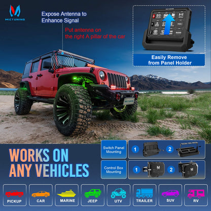 Wireless Cordless 12 Gang RGB Switch Panel P1s-AC, 5-Level Brightness, Multifunction Removable Panel