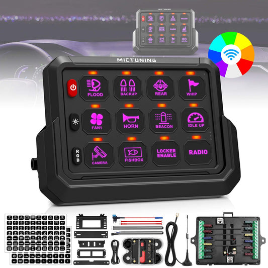 Wireless Cordless 12 Gang RGB Switch Panel P1s-AC, 5-Level Brightness, Multifunction Removable Panel