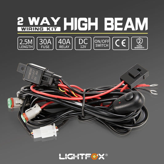 LIGHTFOX 2 Way High Beam Wiring Loom Harness