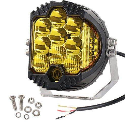 OVOVS 5 Inch Yellow Lens Round LED Offroad Lights Amber DRL White Spotlight