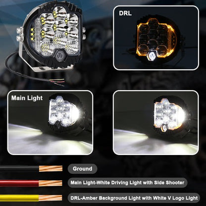OVOVS 5 Inch Clear Lens Round LED Offroad Lights Amber DRL White Spotlight
