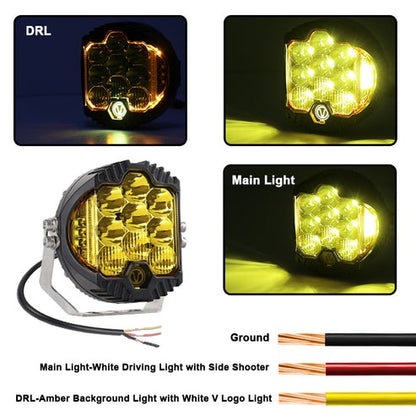 OVOVS 5 Inch Yellow Lens Round LED Offroad Lights Amber DRL White Spotlight