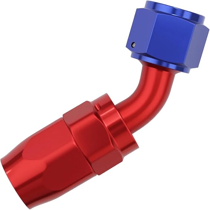 10AN 45 grados codo manguera extremo montaje giratorio aluminio azul/rojo