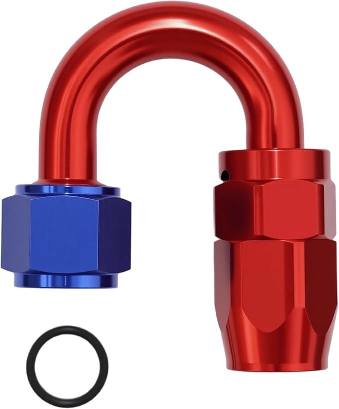 10AN 180 grados codo manguera extremo montaje giratorio aluminio azul/rojo