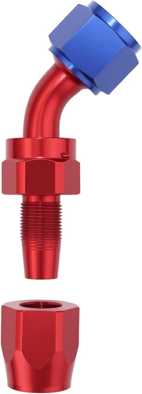 10AN 45 grados codo manguera extremo montaje giratorio aluminio azul/rojo