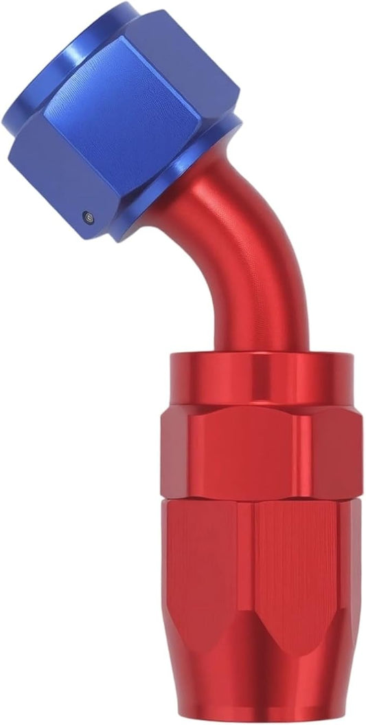 10AN 45 grados codo manguera extremo montaje giratorio aluminio azul/rojo