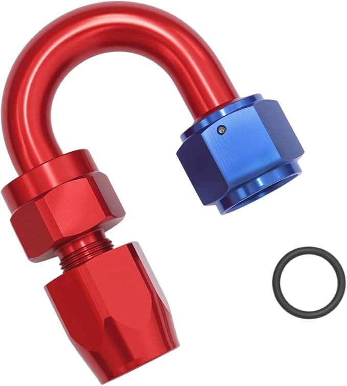 10AN 180 grados codo manguera extremo montaje giratorio aluminio azul/rojo