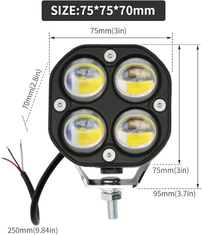 Luces LED antiniebla de conducción, luces antiniebla ámbar/amarillo blanco de doble color, 2 unidades de 40 W 3 pulgadas, luces LED de conducción todoterreno, luces auxiliares de trabajo 2PACK